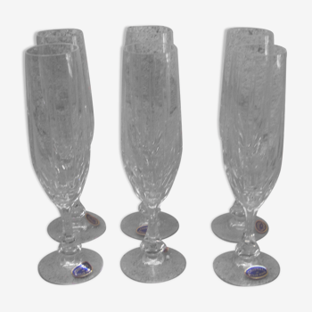 Series of six crystal champagne flutes