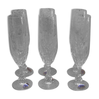 Series of six crystal champagne flutes