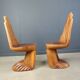 Pair of hand shaped teak chairs, 1970s