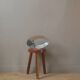Single-flower vase in cast aluminum, space age design, silver metal