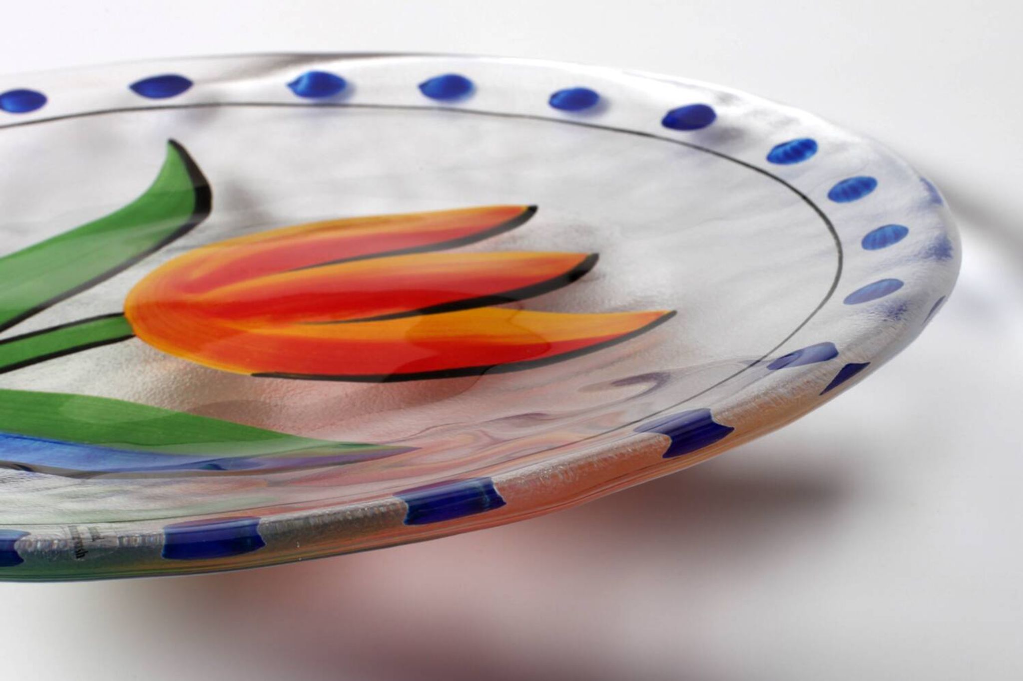 Large Kosta Boda Glass Plate by Ulrika Hydman Vallien / Sweden / 1991