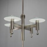 Machine Age Nickel-Plated 4-Flamming Chandelier, 1920s