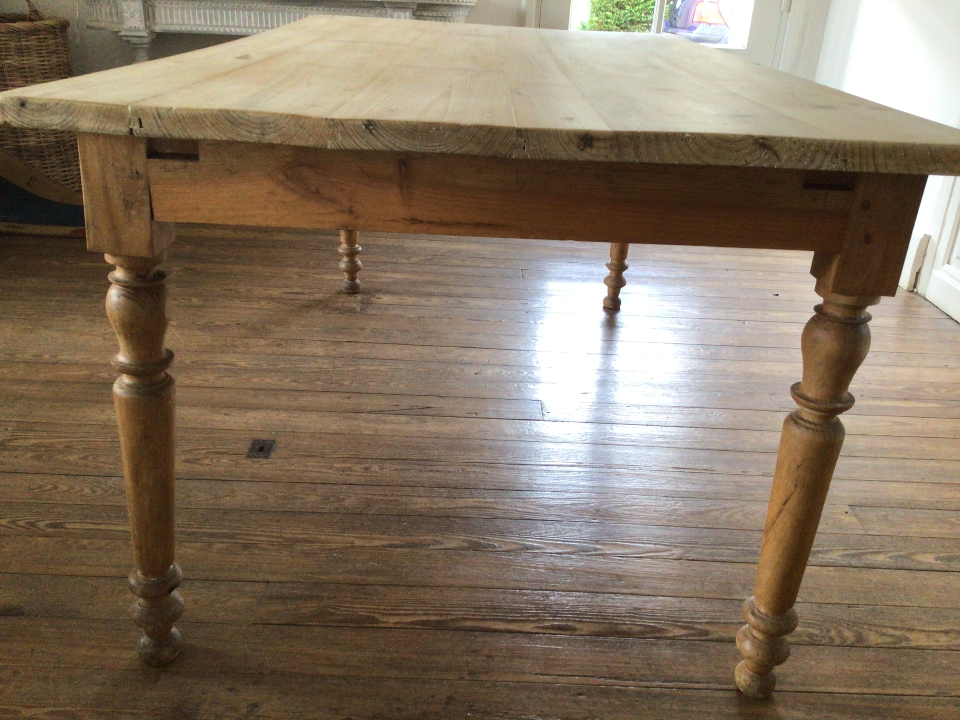 Nineteenth century farmhouse table in fir with extensions