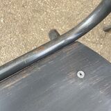 4 industrial school chairs tubular steel and mullca type wood