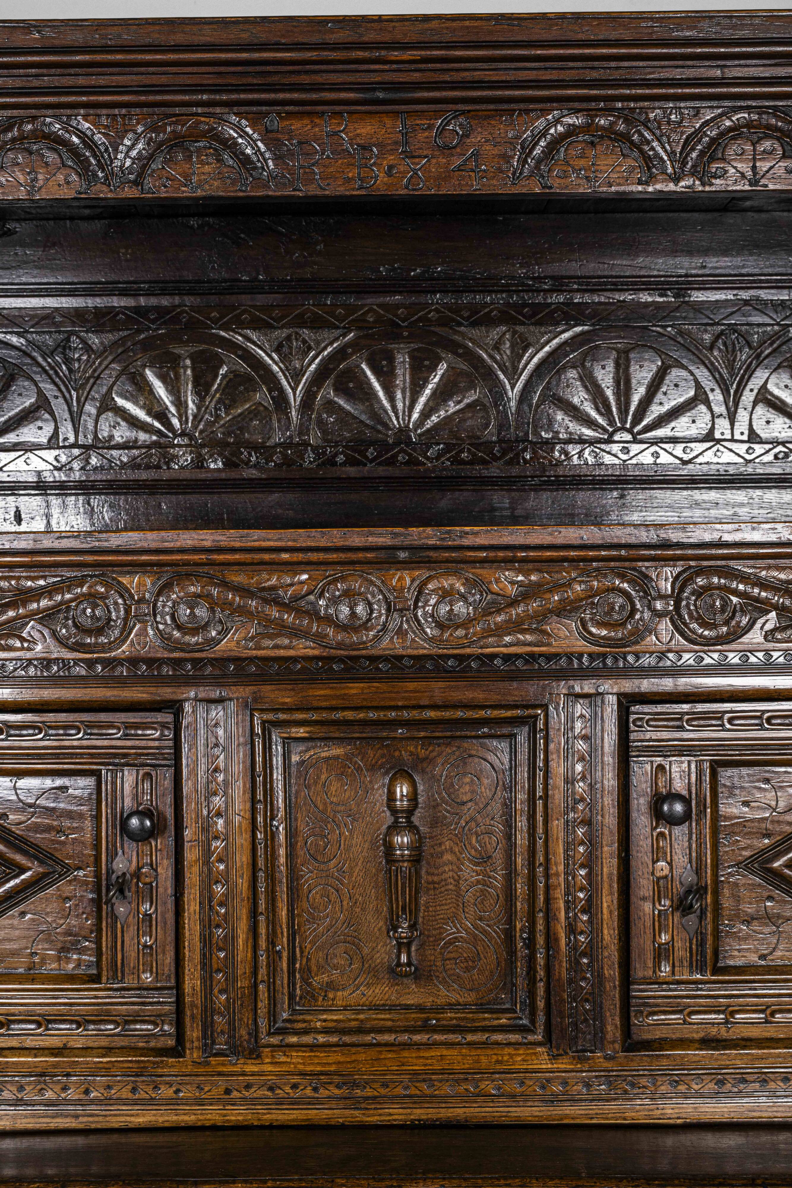 Charles II Oak Plaque, 1684, Set of 3