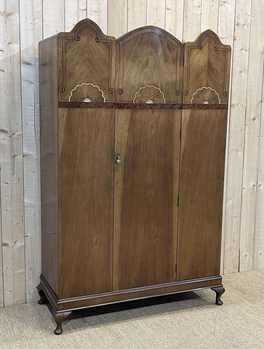 Art Deco walnut wardrobe and marquetry