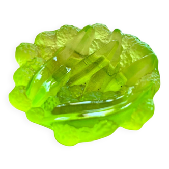 Daum France “Mimosa” small ashtray in glass paste signed