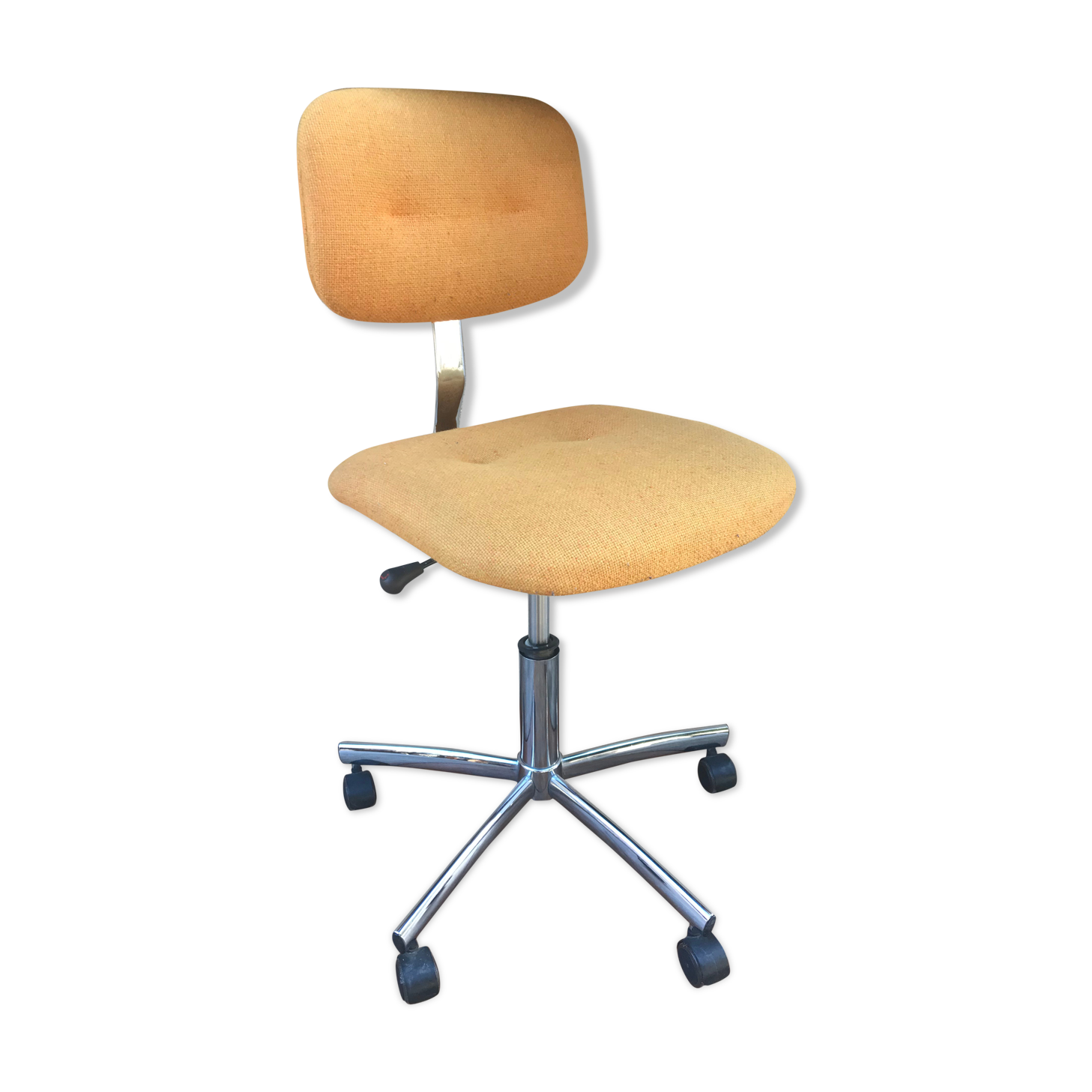 Former strafor adjustable metal chrome office chair - yellow fabric seat