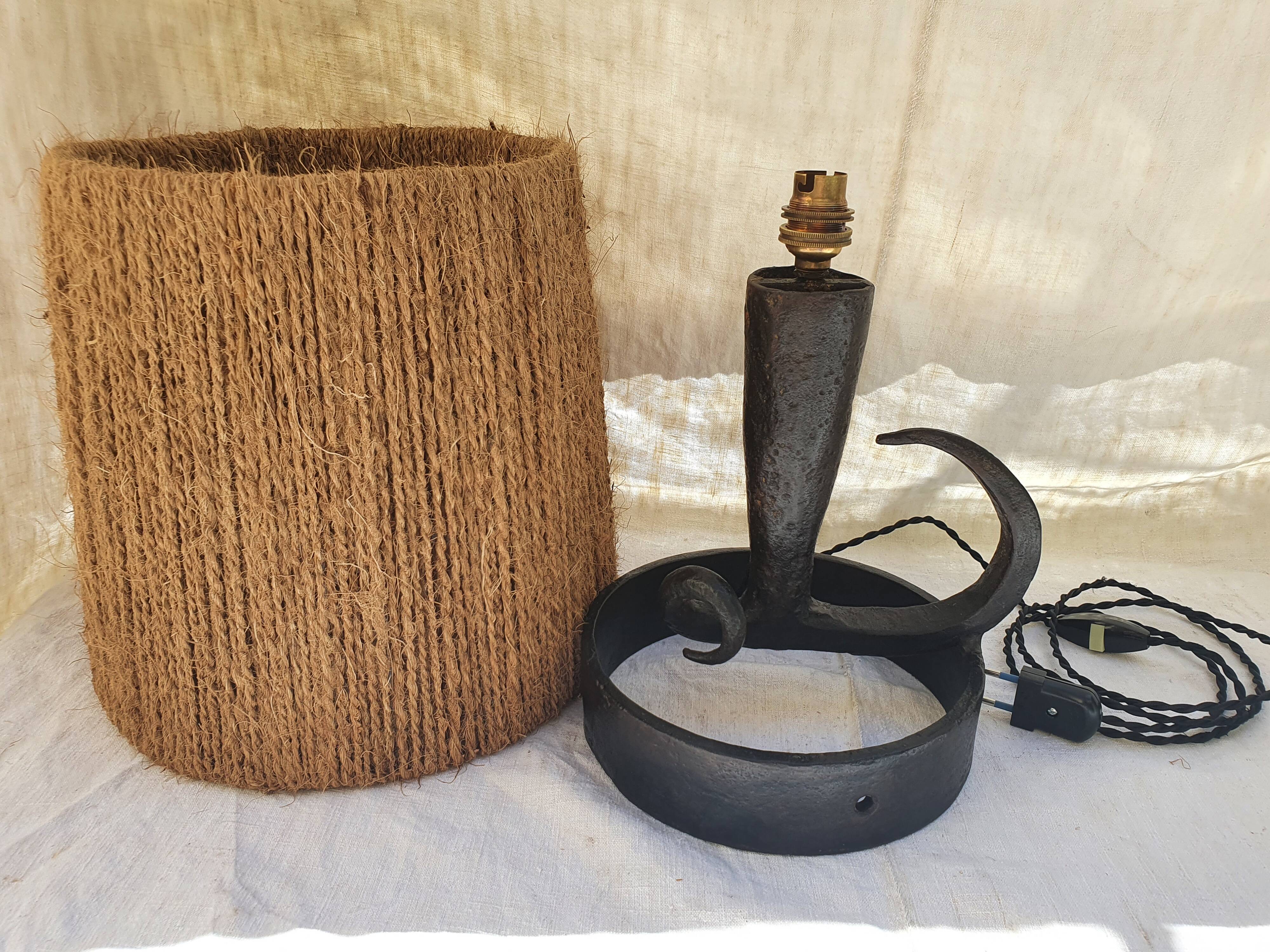 Wrought iron lamp folk art