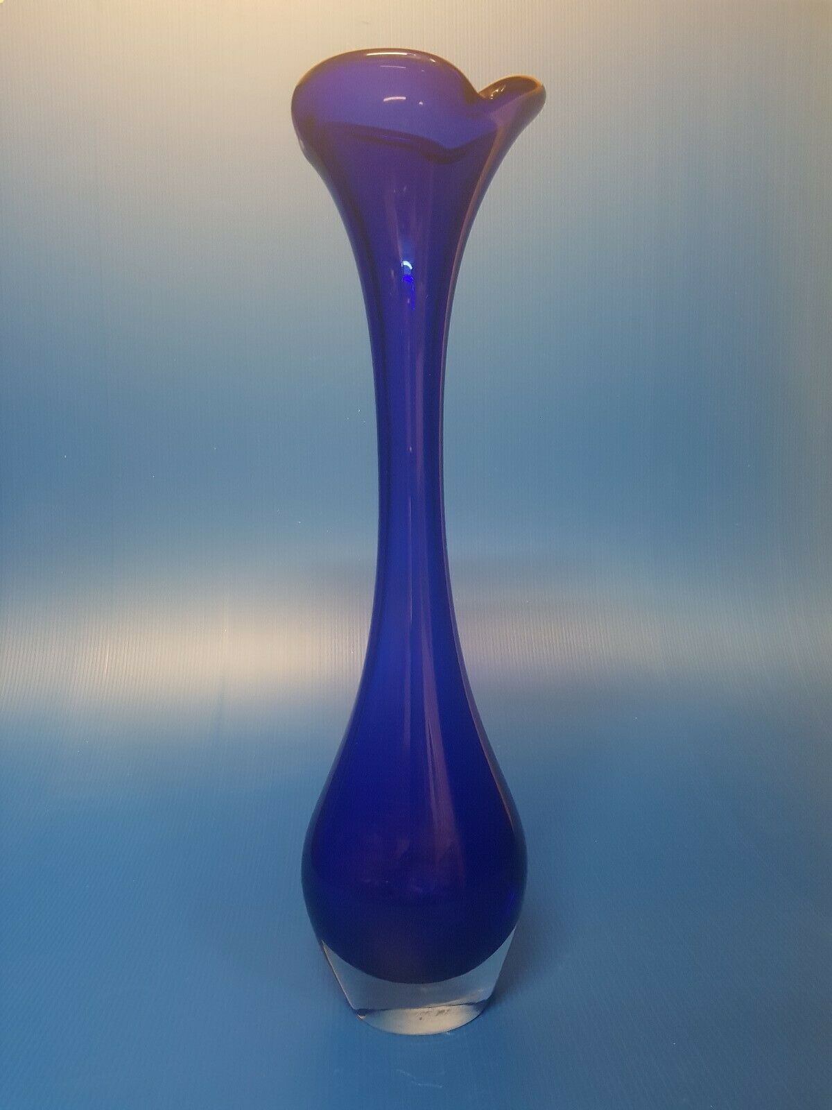 Blue vase Murano vase soliflore grinded