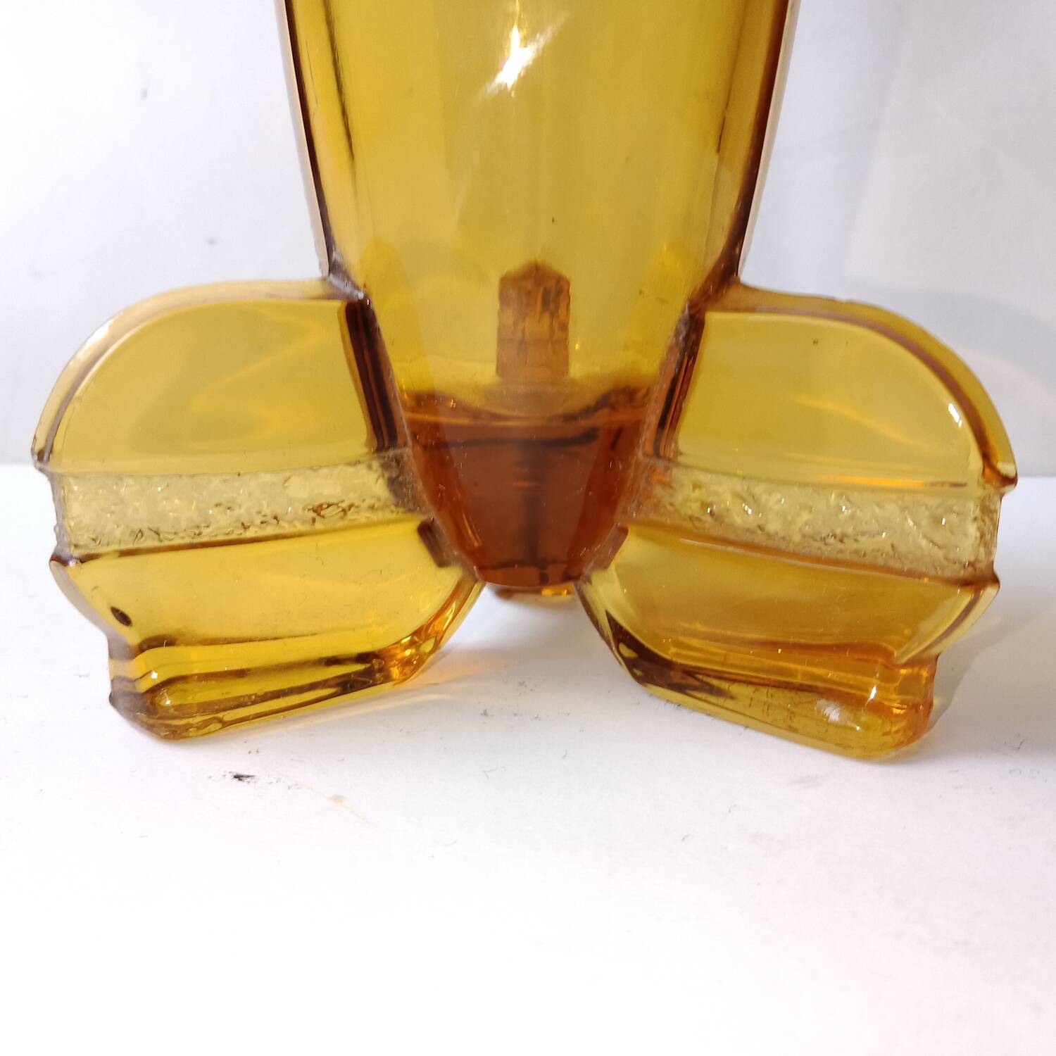 Stölzle Art Deco Amber Orange Tulip Vase 1930