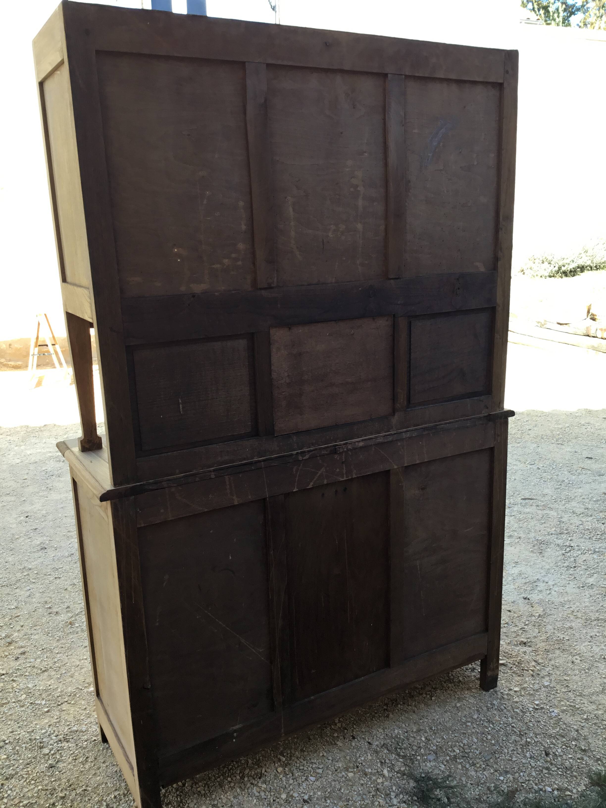 Two-body oak sideboard from the 1940s; stripped