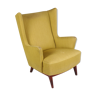 Danish armchair with rosewood base, moss green