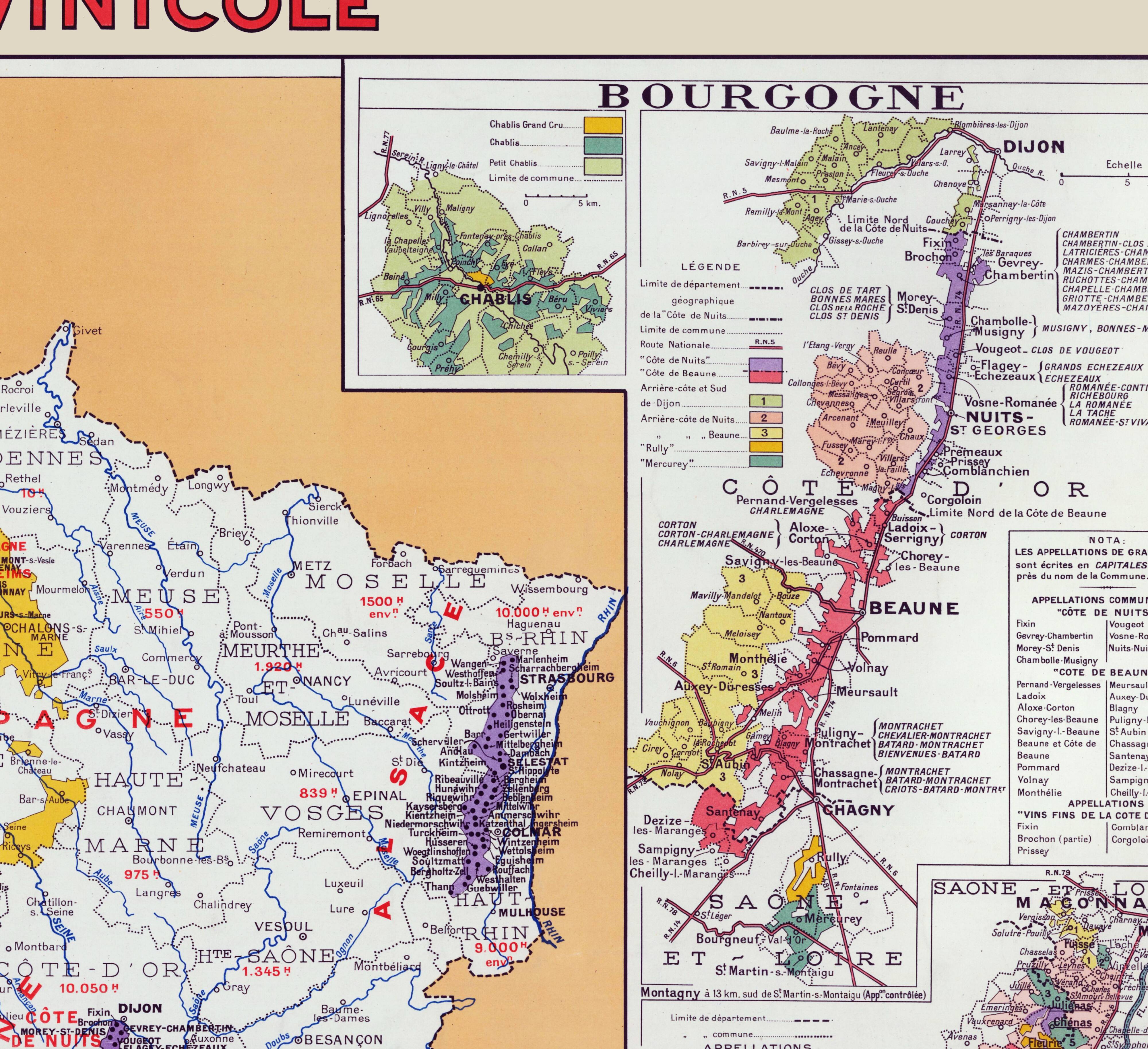 Carte de la France vinicole en 1949