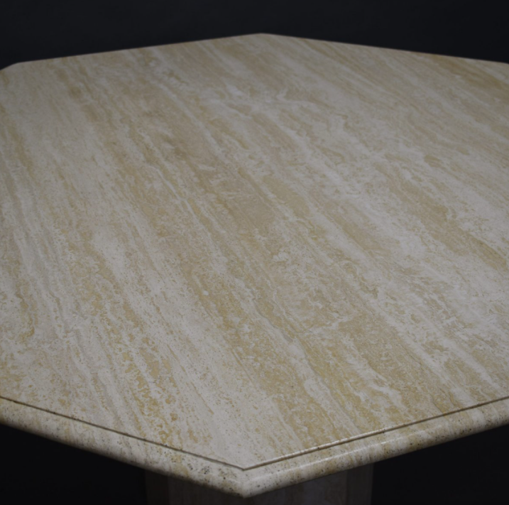 Dining Room Table in Marble and Travertine, Italy, 1970s