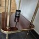 Dessert / Small side table with mahogany veneer and brass mid-century.