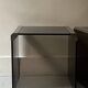 Design bedside table in metal & smoked glass, Roche Bobois 1970.