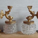 Pair of dolphin brass sconces