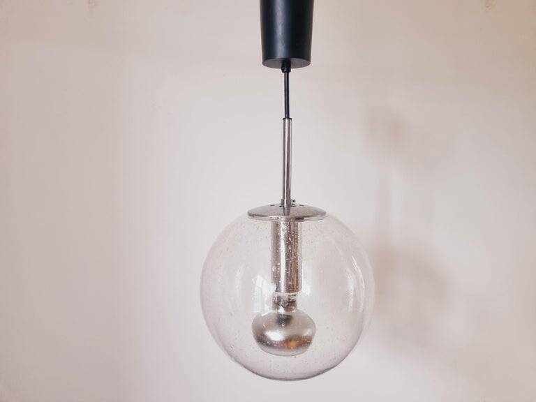 Midcentury Bubble Glass Globe Pendant by Glashütte Limburg, Germany, 1970s