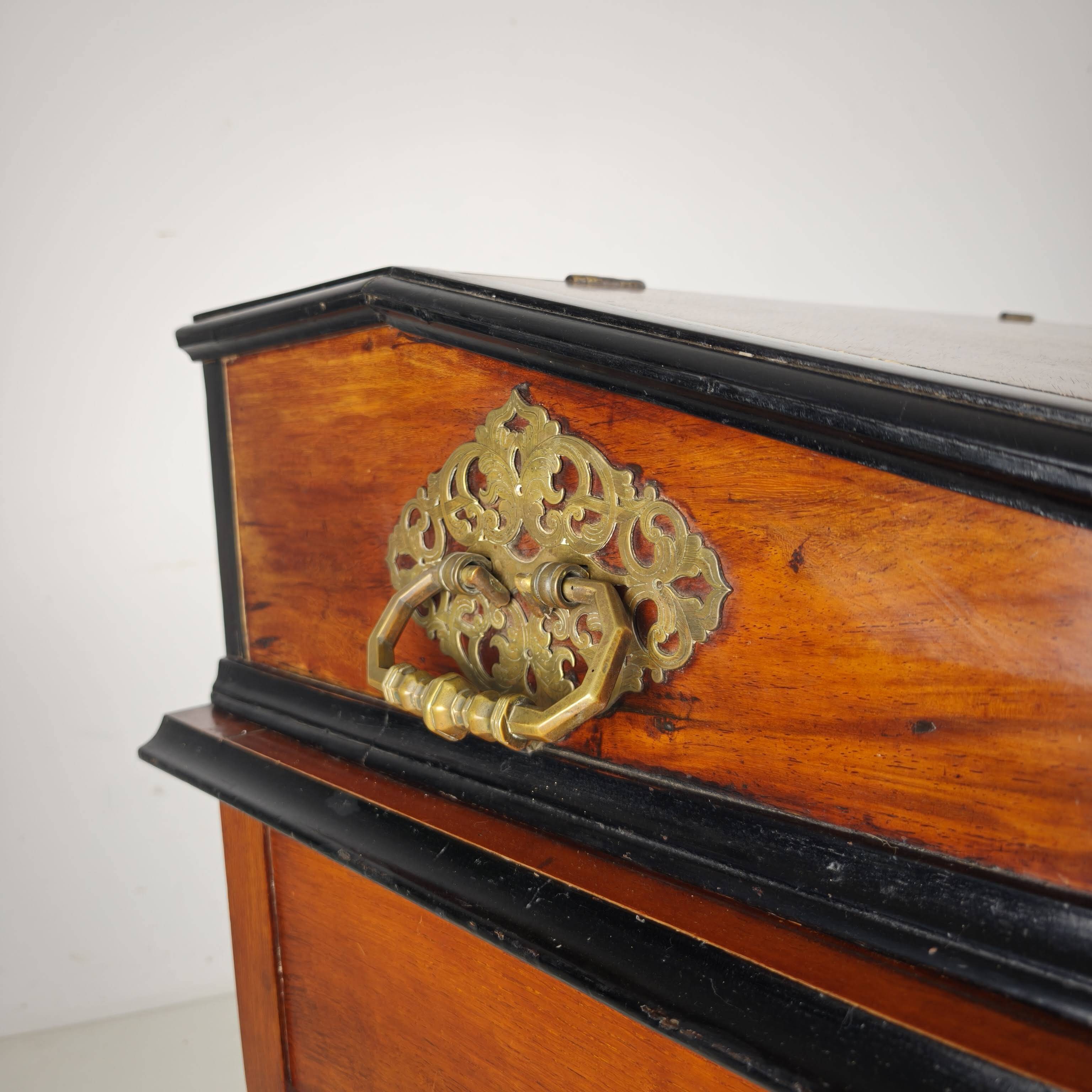 18th Century Indonesian Amboyna & Ebony Portable Writing Desk, custom stand
