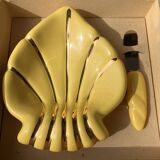 Art Deco butter dish with yellow and gold knife in ceramic