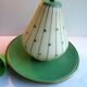 Green sheet metal and globe glass hanging lamp
