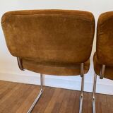 Roche Bobois cognac suede chairs