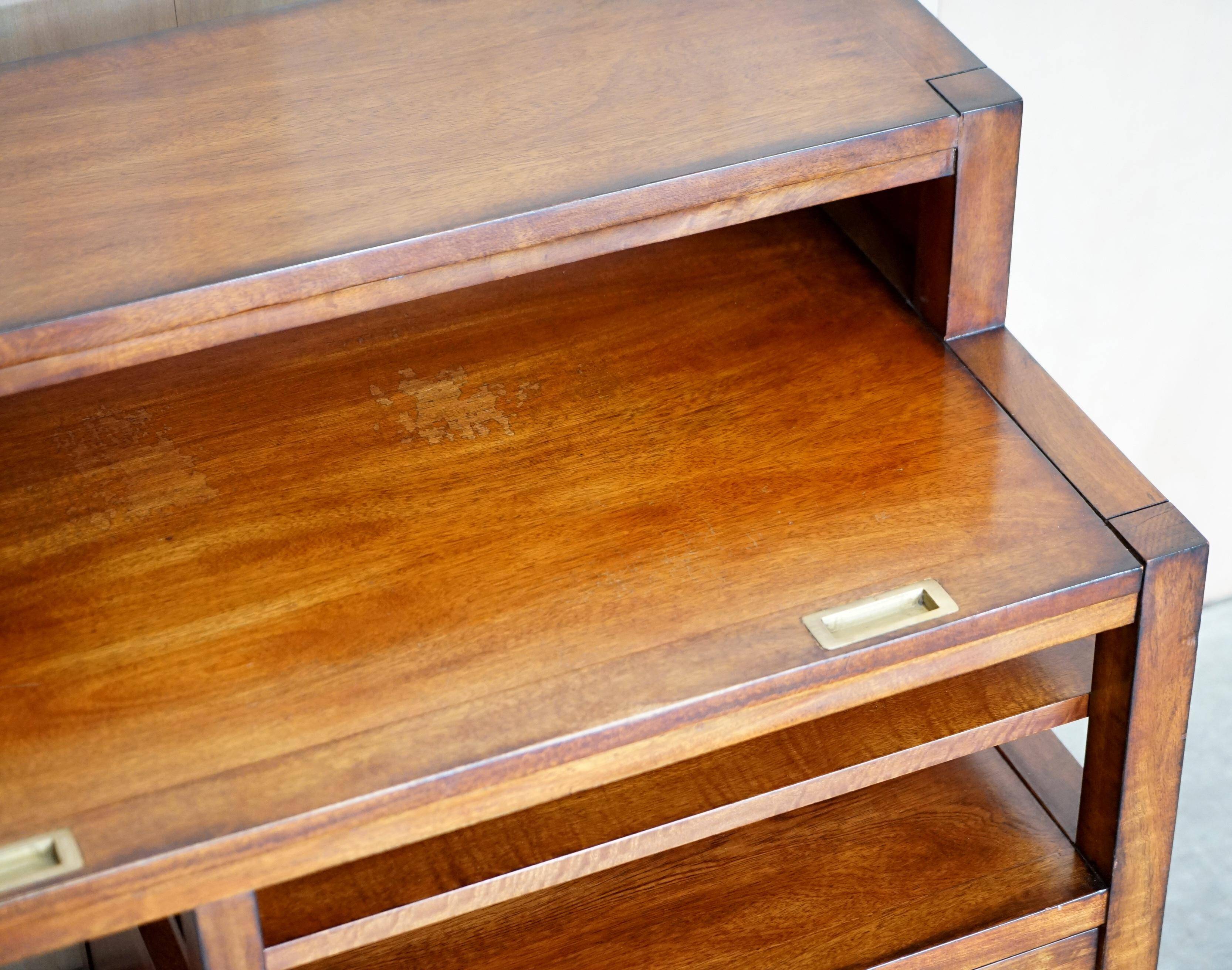 Military campaign desk made of hardwood and brass for computer.