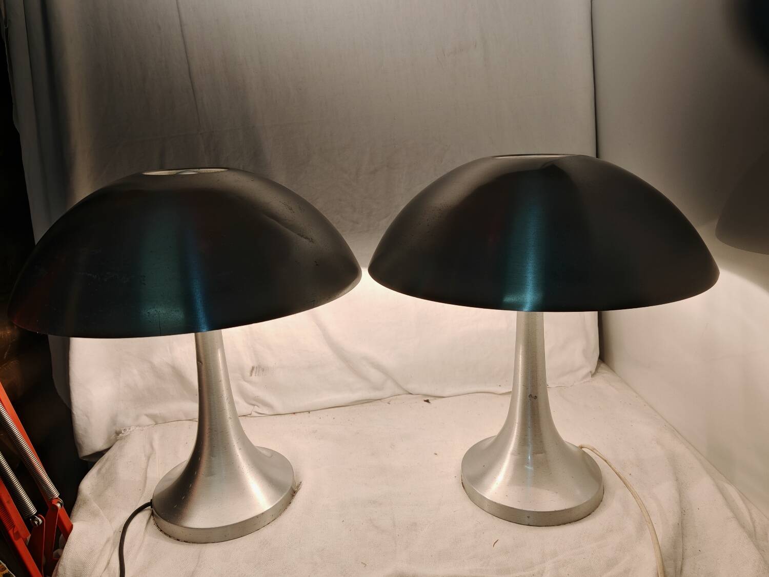 Pair of Philips aluminum mushroom lamps 70'