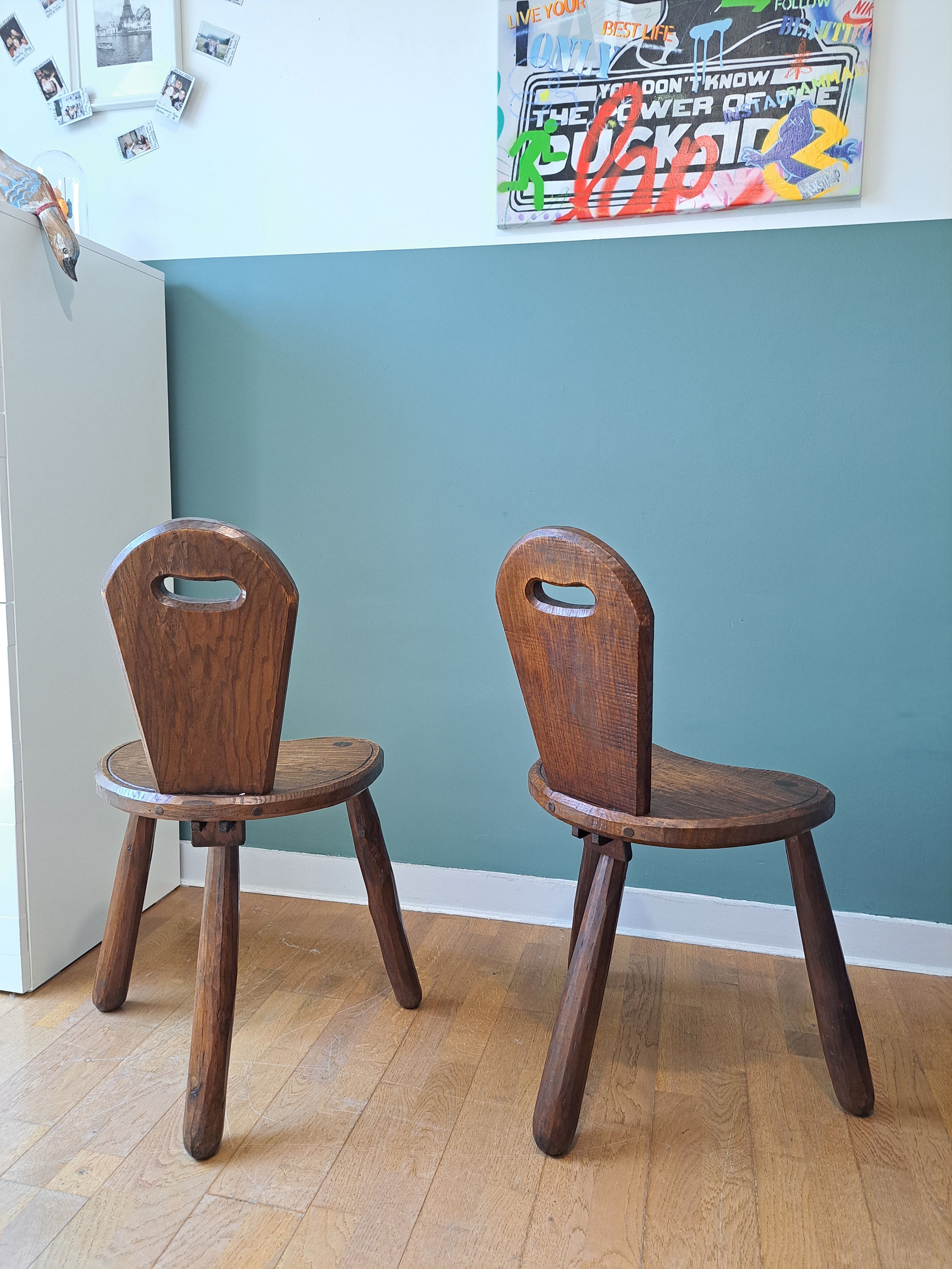 Brutalist pair of stools