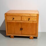 Meuble de rangement français à deux portes avec feuilles latérales extraites en bois années 1970