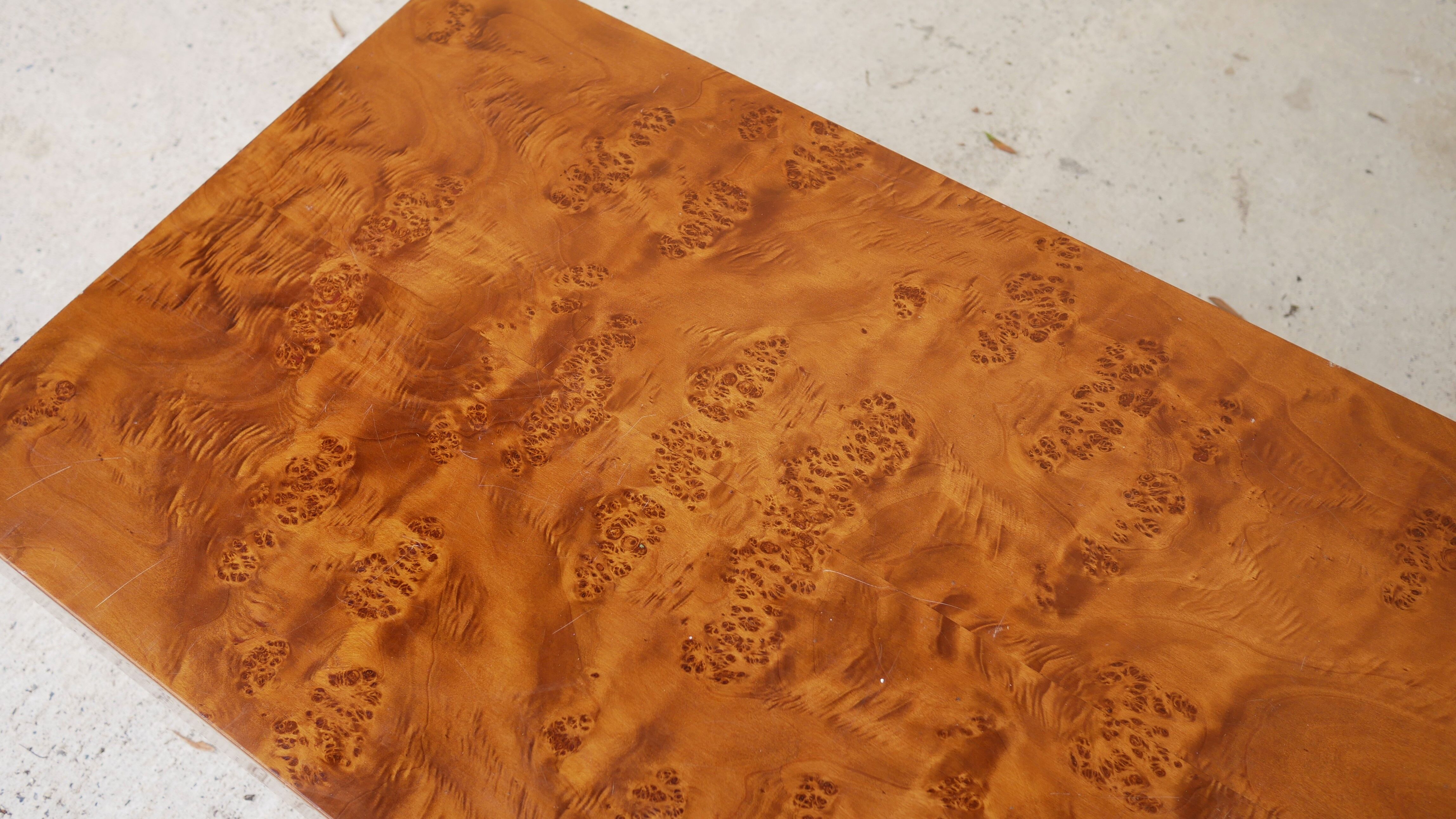 Vintage coffee table in elm magnifying glass