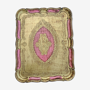 Pink and golden florentine tray