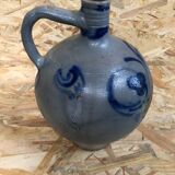Ancienne jarre huilier grès bleu alsace décoration xixeme vintage