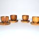 Set of 4 vintage mushroom egg cups in olive wood 4.5cm