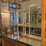 Large antique oak shop display cabinet