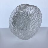 Plafonnier rond ou applique verrre moulé motif briques