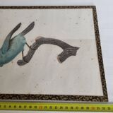 Original engraving of the early nineteenth century, Bearded with blue throat after Jacques Barraband (1806)