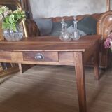 Farm table coffee table with drawers
