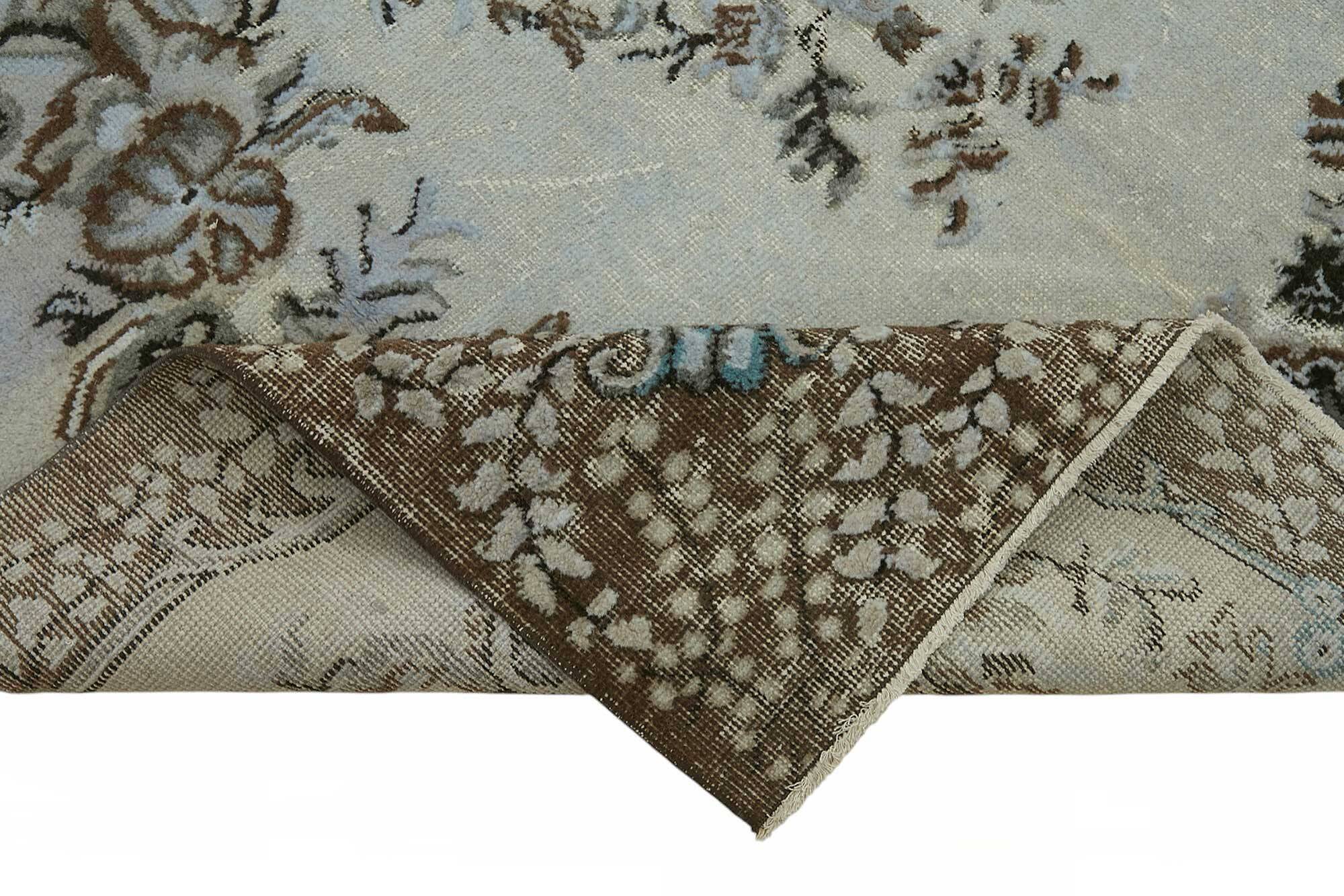 Overdyed Wool Vintage Handmade Carved Rug 169 cm x 288 cm