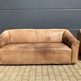 3-seater De Sede sofa in 5mm NECK Buffalo leather, Cognac color