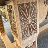 Renovated 19th-century Breton farmhouse dining table, extendable, in oak, 200-290 cm.