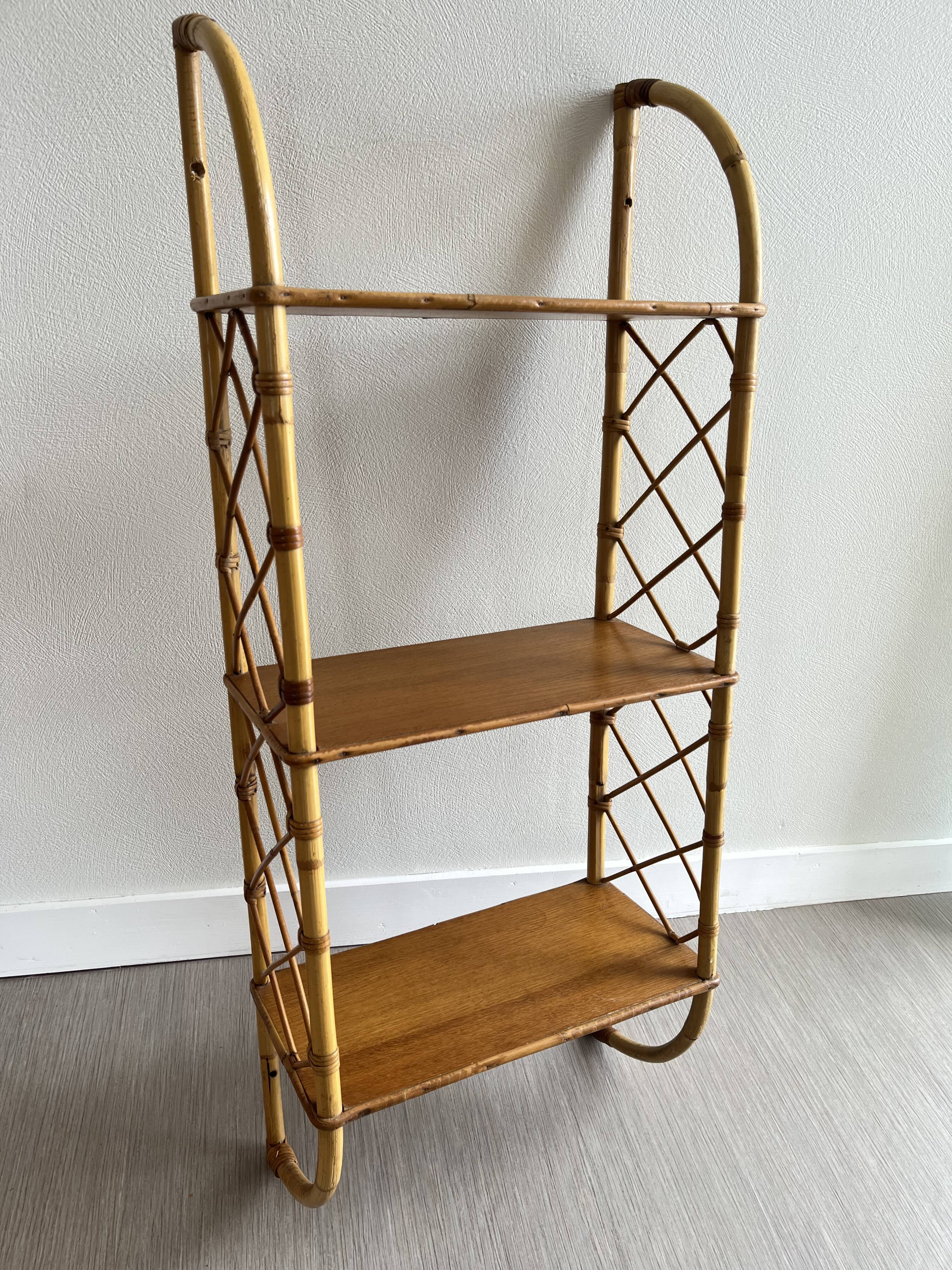 Rattan wall shelf