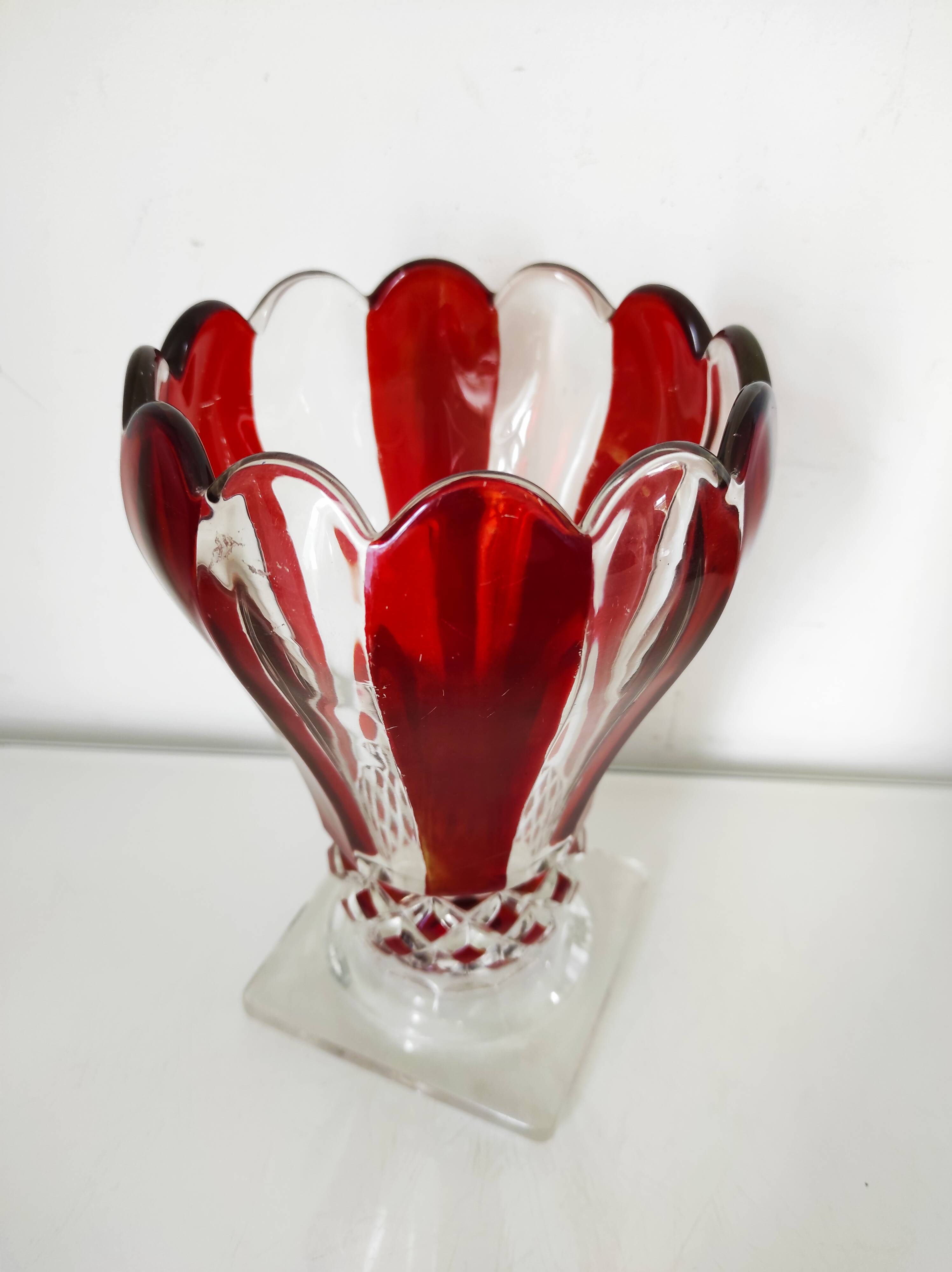 Red painted glass vase