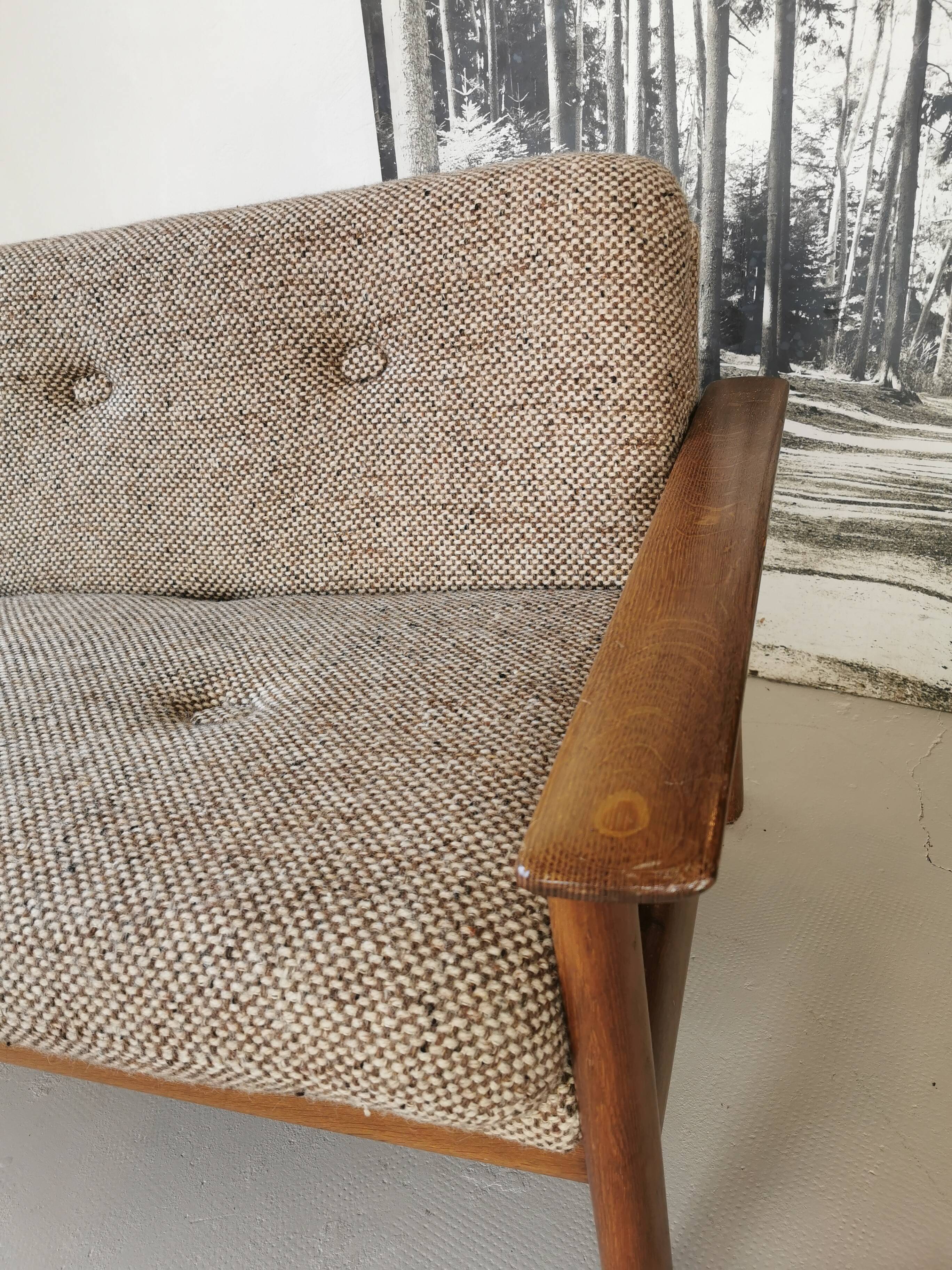 Banquette day bed en chêne design 1970