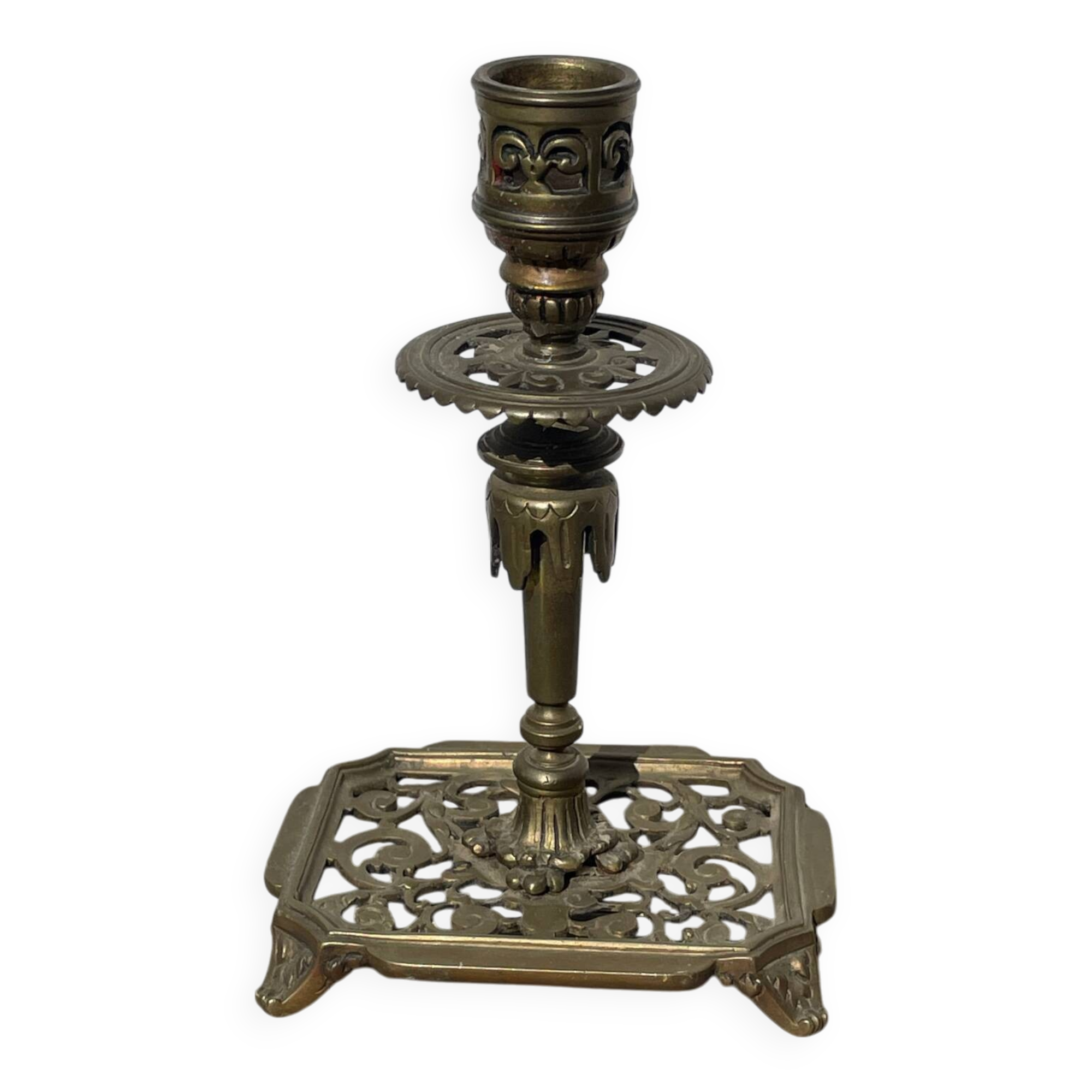 Bougeoir Victorien en bronze doré