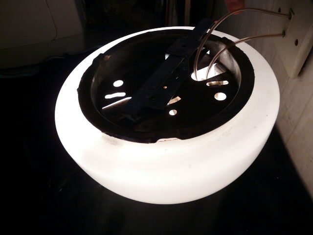 Ceiling lamp in opaline half-moon 1950 diameter: 20cm.