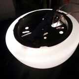 Ceiling lamp in opaline half-moon 1950 diameter: 20cm.