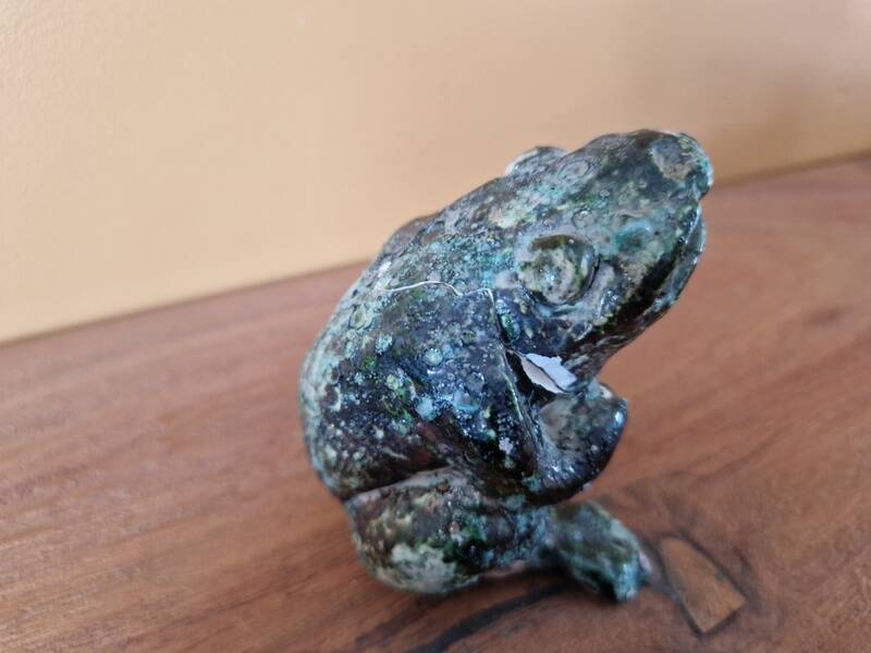 Joanna Hair (1955) Ceramic raku glazed toad or frog