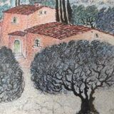 Watercolor landscape of Provence